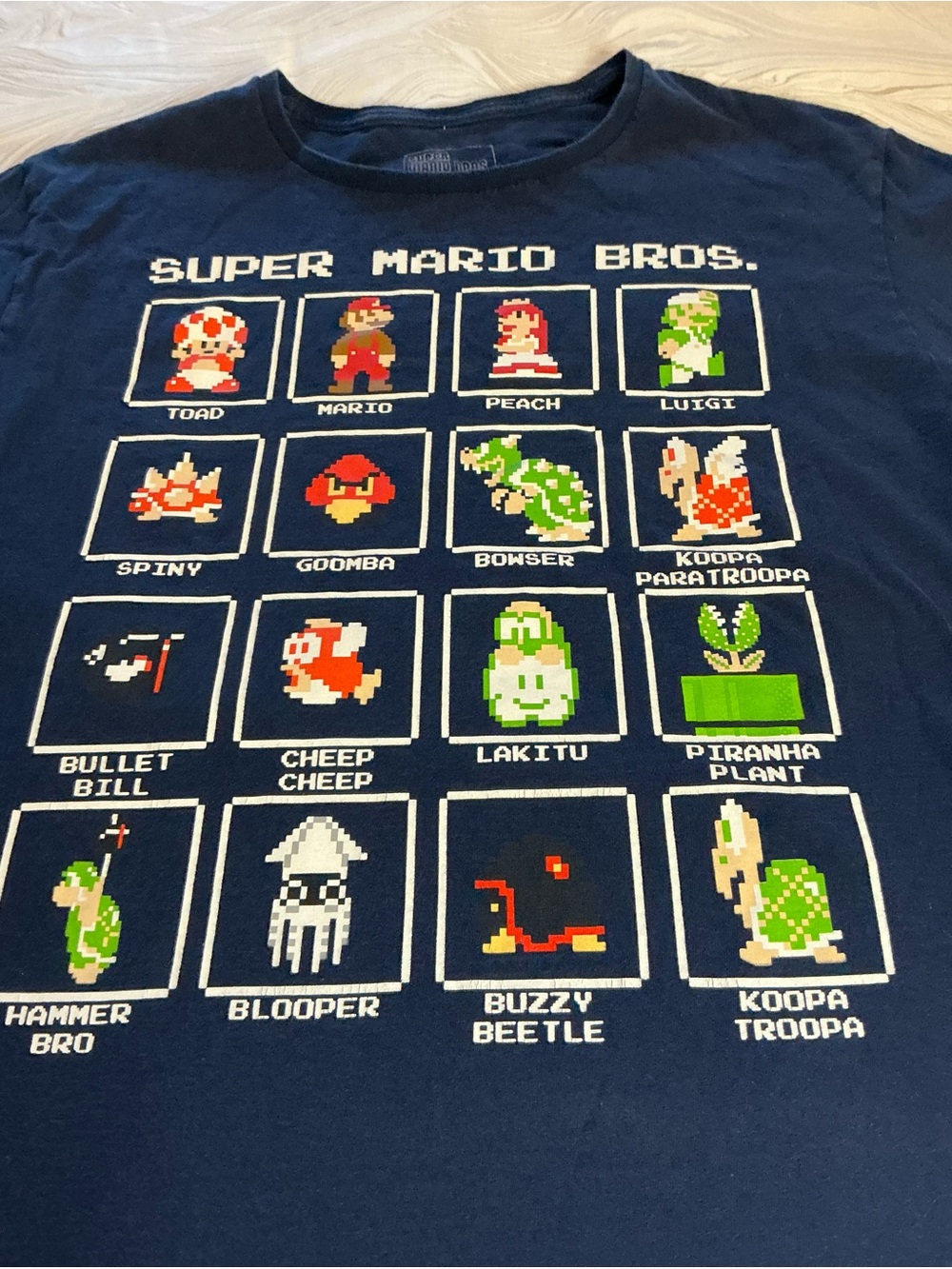 SUPER MARIO T-SHIRT PIXEL CHARACTER GRAPHIC PRINT MEN  (L)